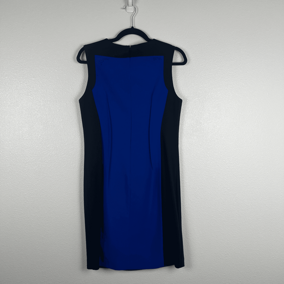 Calvin‎ Klein Women's Sleevless Sheath Dress Blue Black Sz 10 - Picture 7 of 7